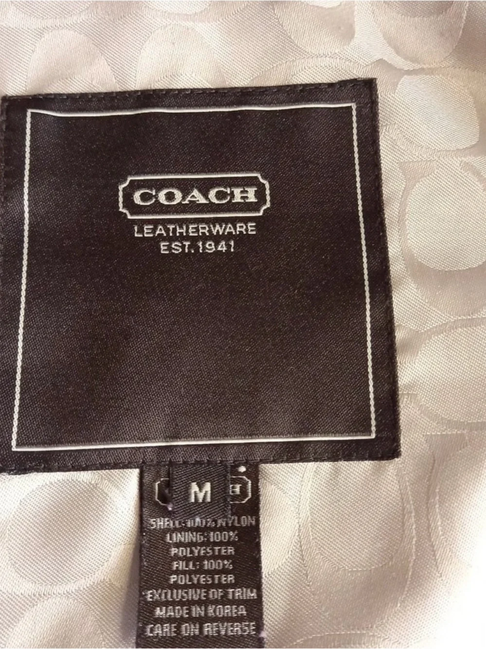Coach Quilted Beige Puffer Jacket with Dark Brown Trim - Picture 2 of 15